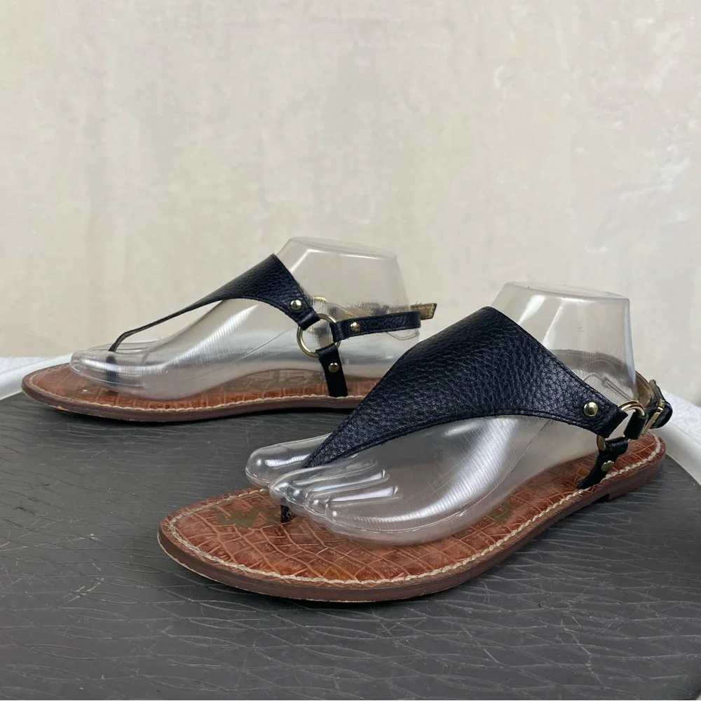 Black Leather Women's Sandals - Picture 5 of 16